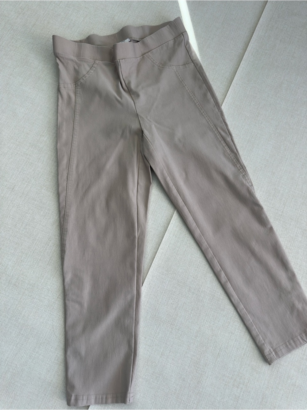 Stretch Ponte Slim Ankle Pants in Taupe